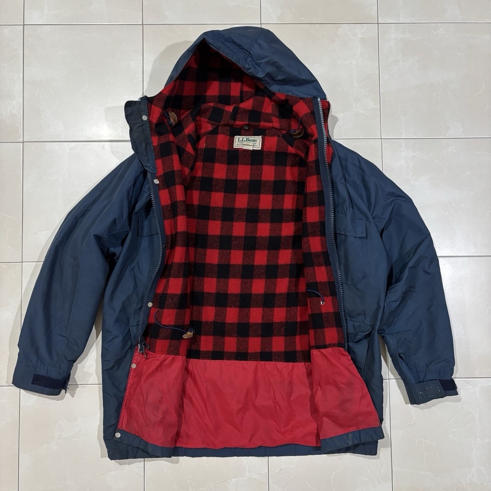 Vintage LL Bean Baxter State Parka Men's XL Wool Lined Plaid USA Made Flaw 80s